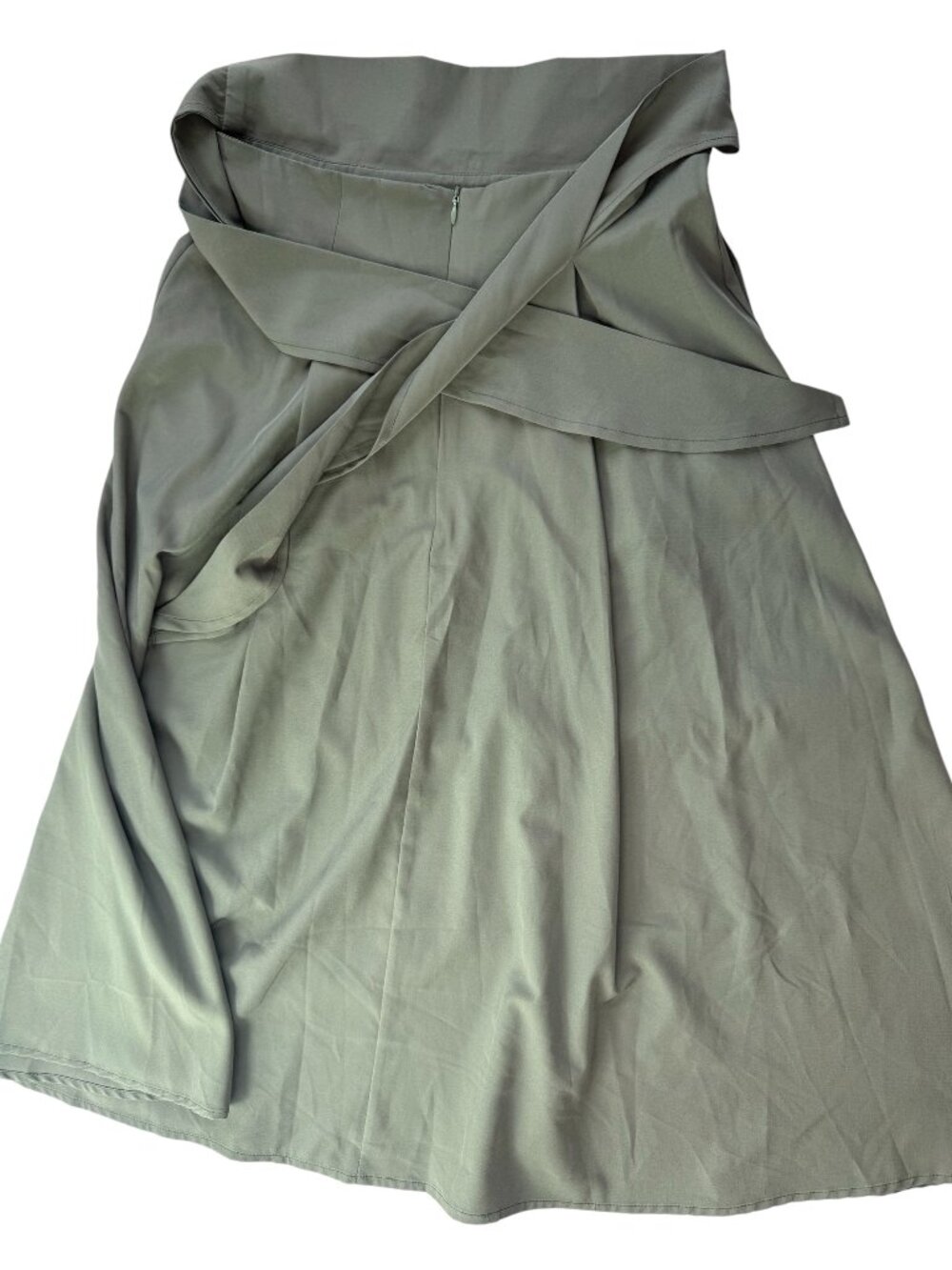 Midi Skirt, Olive Green, Size Women's Small, Belted, Belt Tie at Waist, Casual